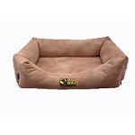 Large 40" Heavy Duty Dog Bed Lounger Fawn Fabric With Inner Cushion